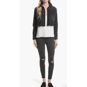 L'agence Margot Ripped High Waist Skinny Jeans Coal Destruct 25